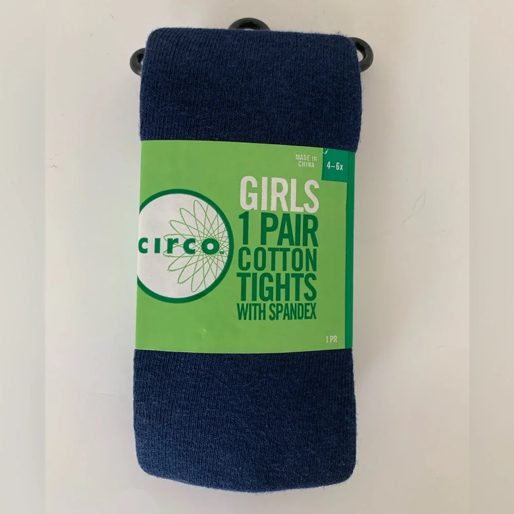 NWT Circo Tights Girls Size 4-6X Navy Blue 1 Pair Solid Cotton Spandex Neutral